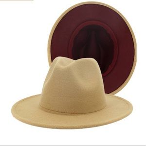 BLAIR TAN JAZZ HAT WITH DEEP WINE UNDER BRIM